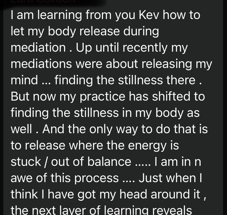 Client message about stillness