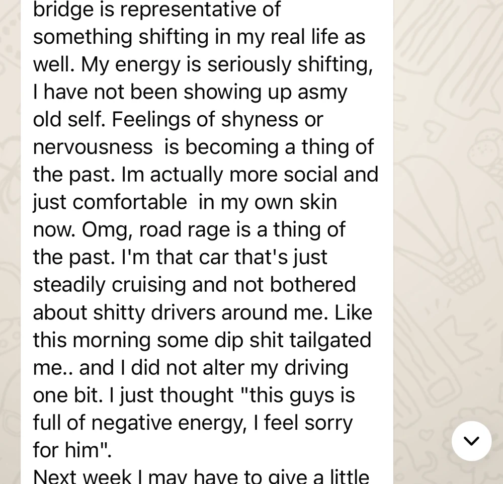 Client message about reacting differently